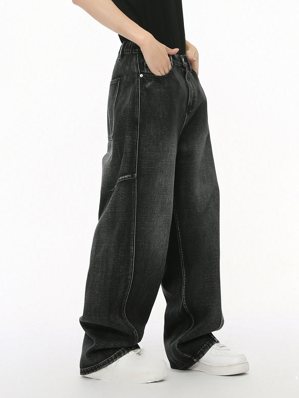 Men's Straight Wide Leg Denim Trousers