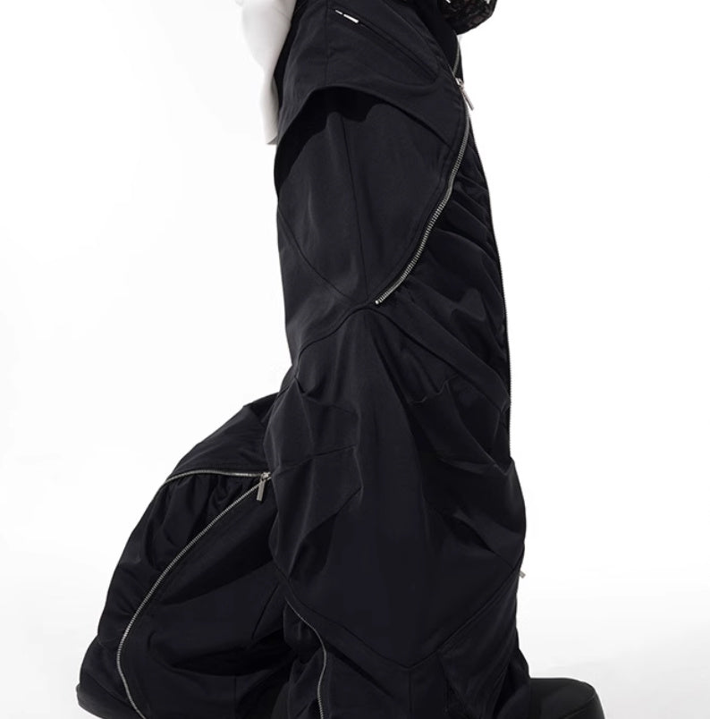 Deconstructing Design Zipper Workwear Casual Pants