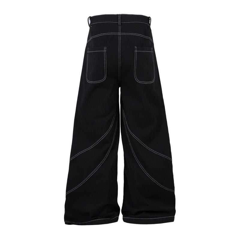 Dark High Street Bristle Embroidered Black Jeans