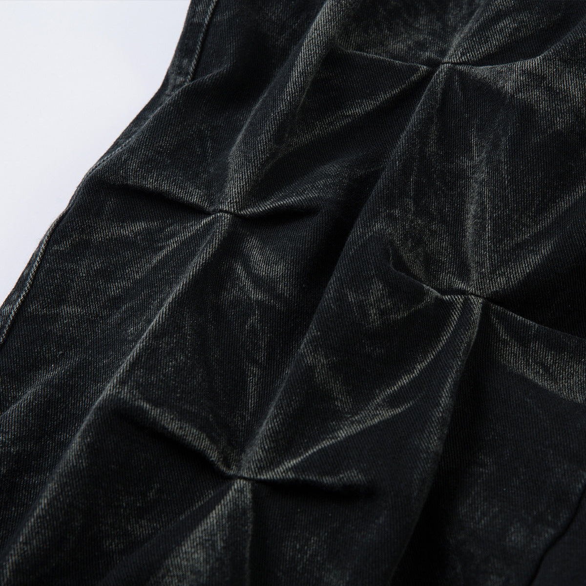 American High Street Pleated Design Washed Jeans Men