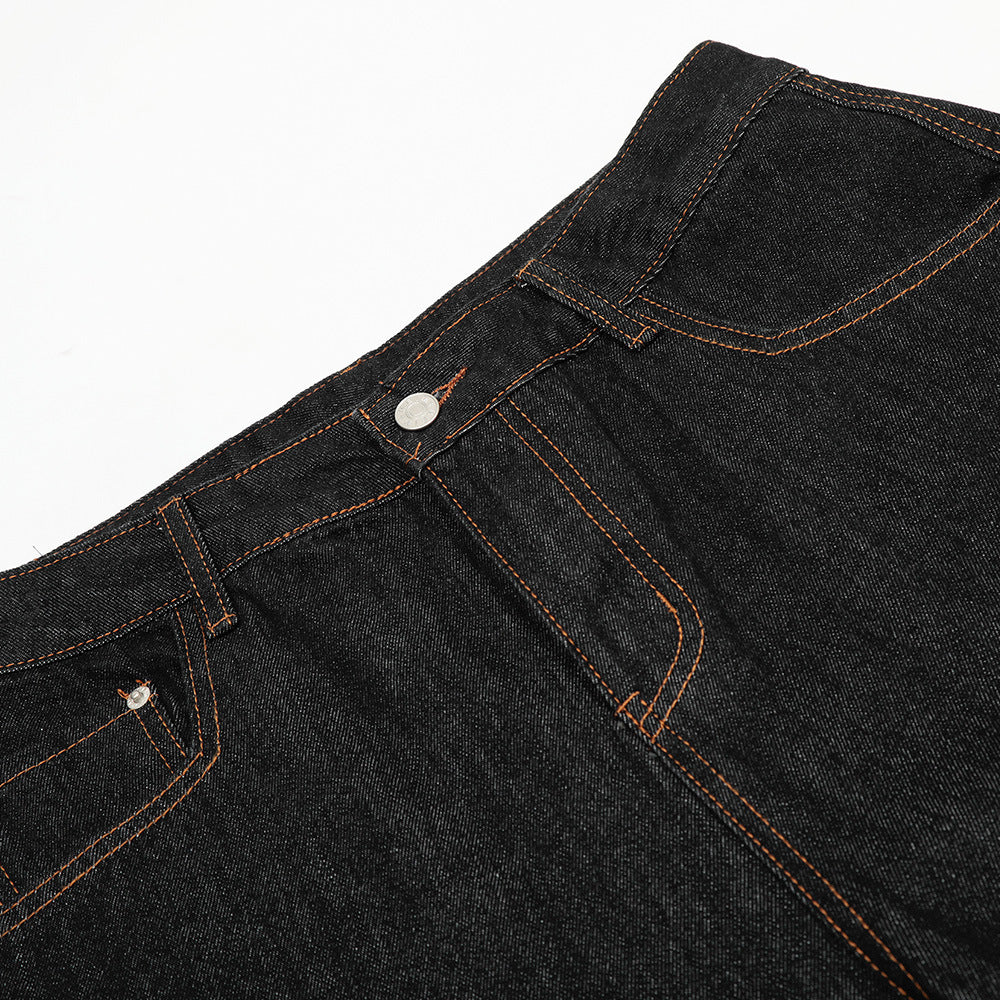 Loose Wide Leg Denim Matchet Pants Hip Hop Design Sense