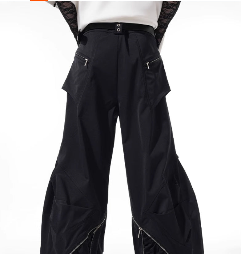 Deconstructing Design Zipper Workwear Casual Pants