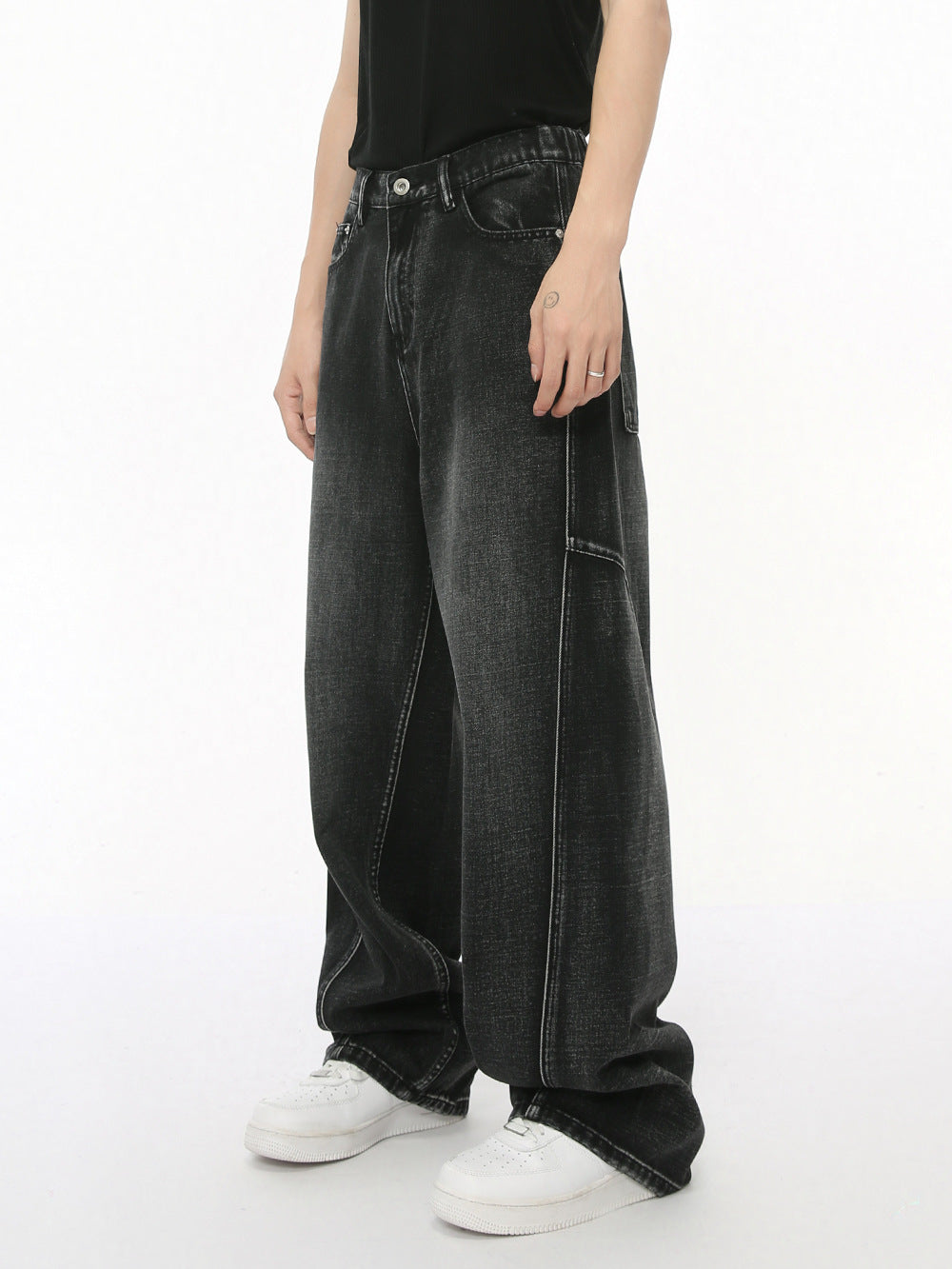 Men's Straight Wide Leg Denim Trousers
