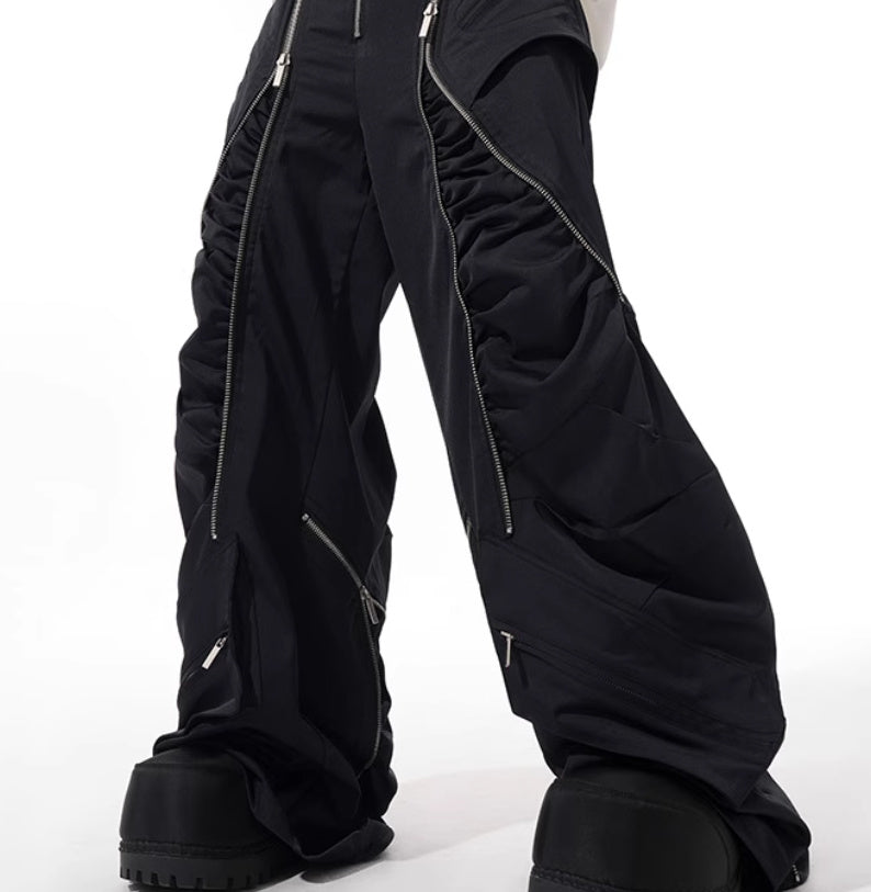 Deconstructing Design Zipper Workwear Casual Pants