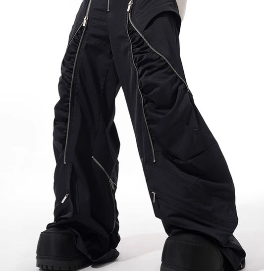 Deconstructing Design Zipper Workwear Casual Pants