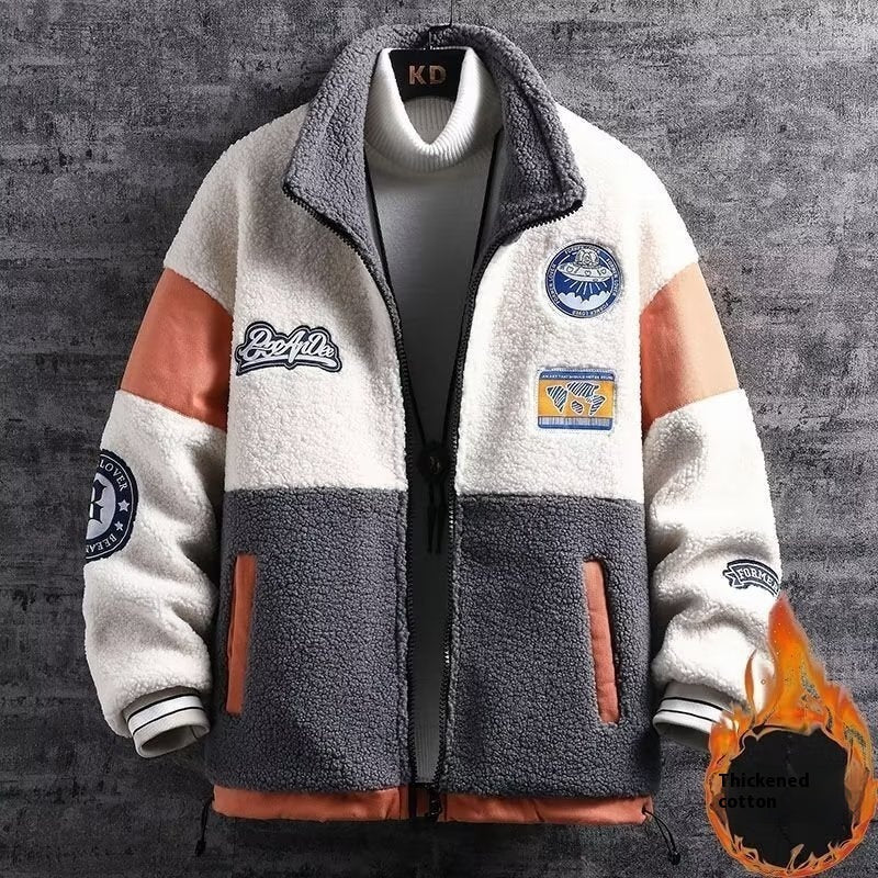 Fleece Lined Padded Warm Keeping Color Matching Top