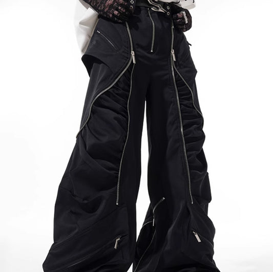 Deconstructing Design Zipper Workwear Casual Pants