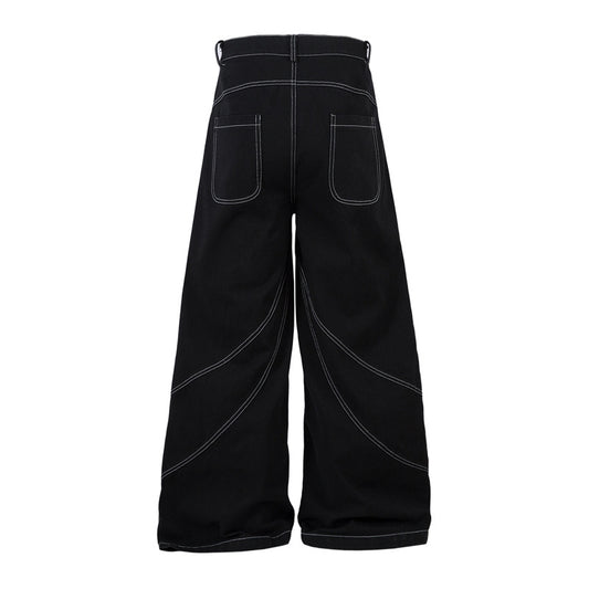 Dark High Street Bristle Embroidered Black Jeans