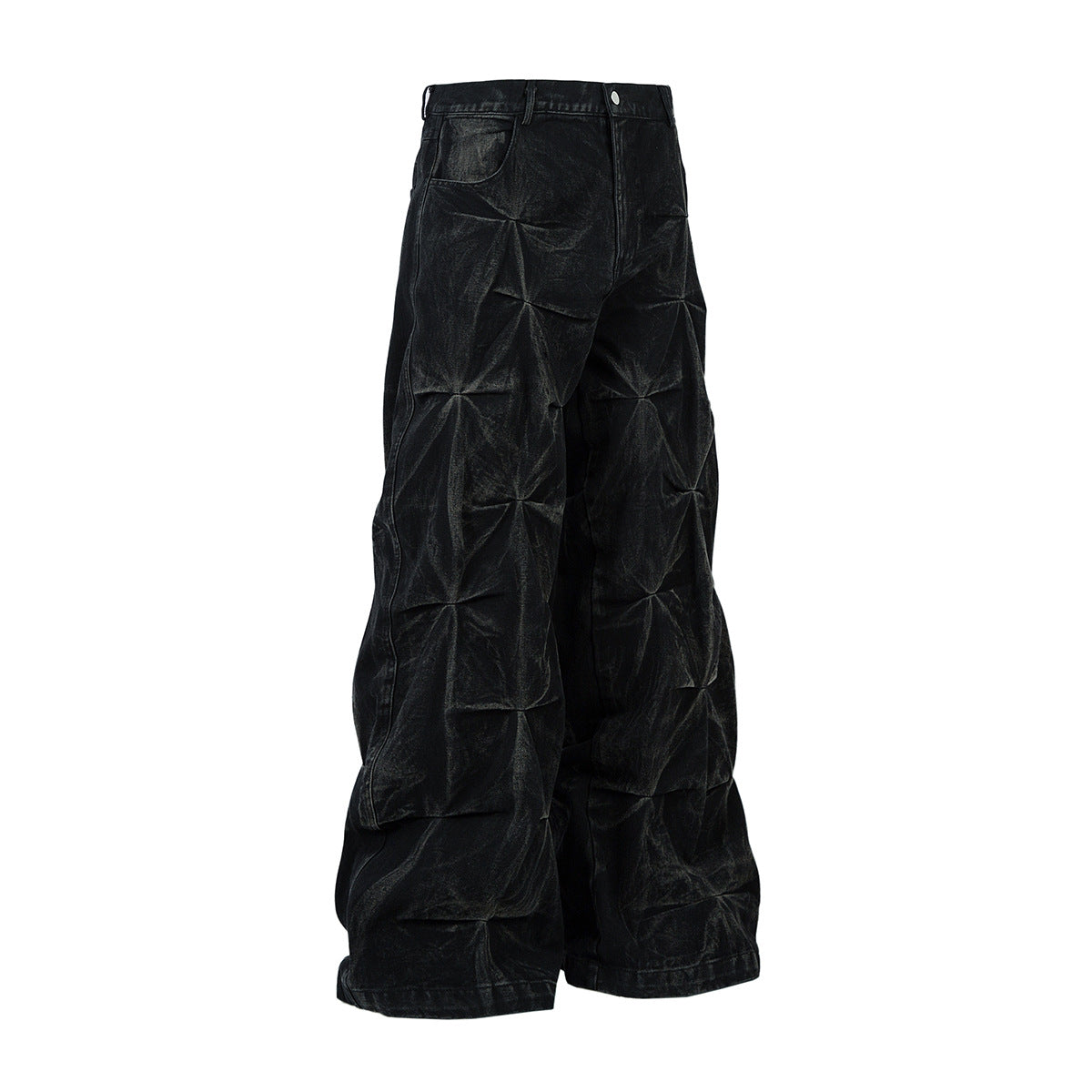 American High Street Pleated Design Washed Jeans Men