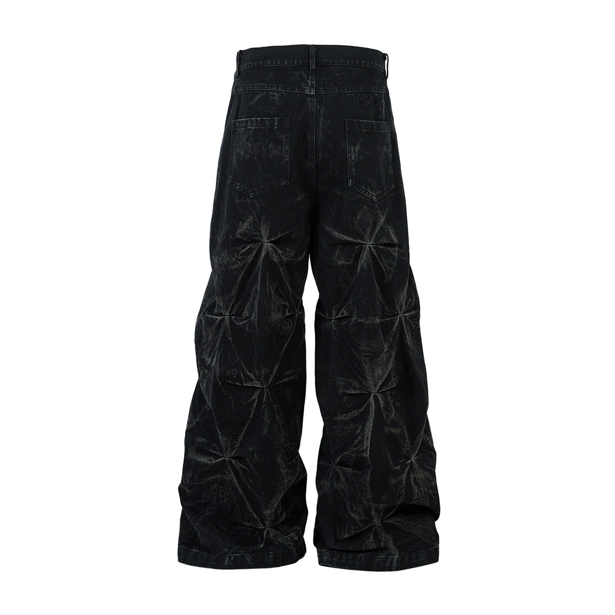 American High Street Pleated Design Washed Jeans Men