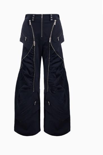 Deconstructing Design Zipper Workwear Casual Pants
